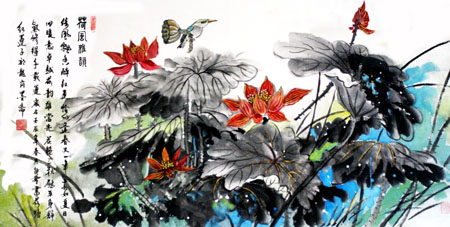 《荷风雅韵》中国画 四尺整张