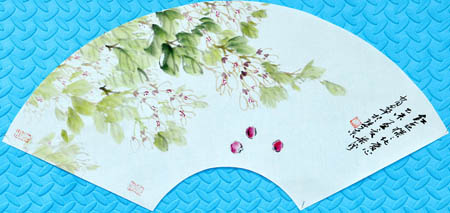 《红豆花扇面》规格：70×26cm