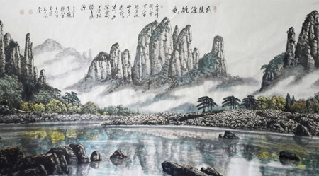 江治安作品2《武陵源雄风》规格：190×90cm