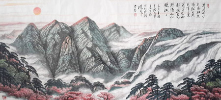江治安作品3《井岡山上太阳红》规格：190×90cm