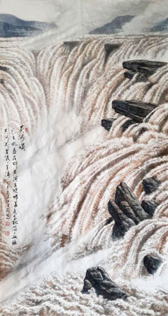江治安作品5《黄河颂》规格：90×190cm