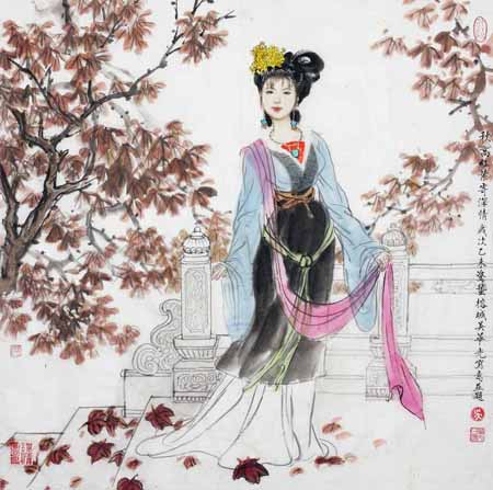 《秋高红叶寄深情》规格：68cm×68cm