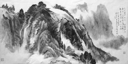 《浮云载山山欲行》规格：70cm×140cm