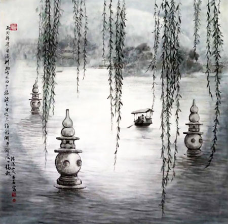 《三潭印月》规格：100cm×100cm