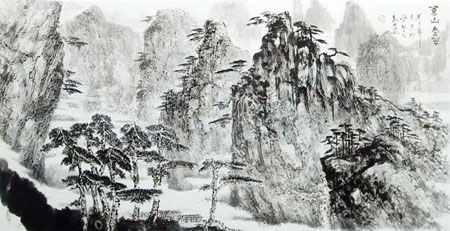 《苍山叠翠》 68×137cm 杨乾明作