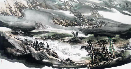 《圣水之畔》 68×137cm 杨乾明作