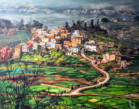 《记忆中的村庄》 布面油画，规格：120x150cm 作家：巴古