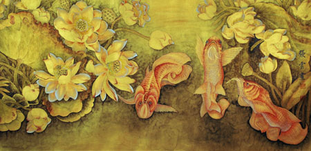 《金龙戏水》130×70