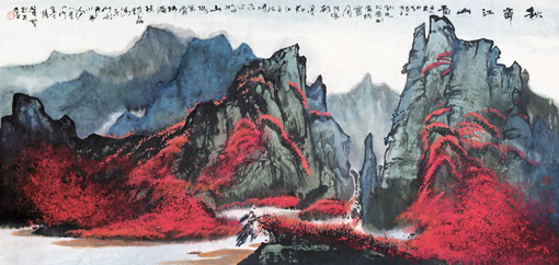 《秋霁江山图》200cm×100cm