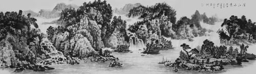 《清江小景》70×240cm