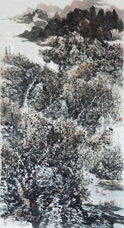《山水》90×180cm