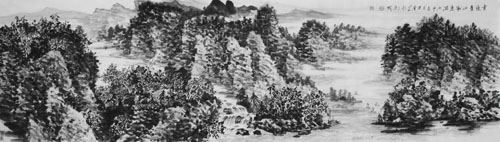 《云绕青山》 70×240cm