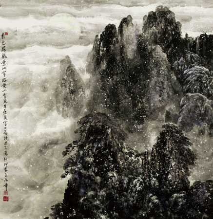 郭占魁作品2《黄山雪夜》