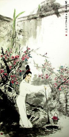 《黛玉葬花》137×70cm