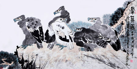 张淑荣作品9 国画《群英图》