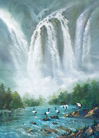 《鹤舞神洲》90× 80cm 油画