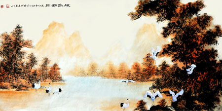 张文山作品5 秋高鹤翔