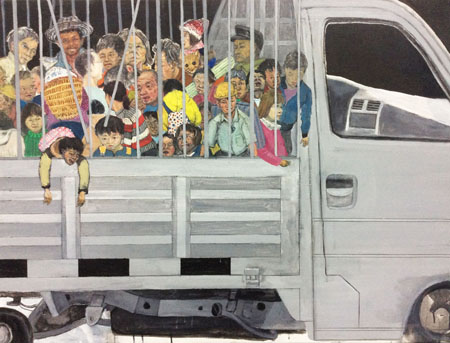 刘伟作品2《从哪里来，到哪里去》布面油画 100×75厘米 2012年
