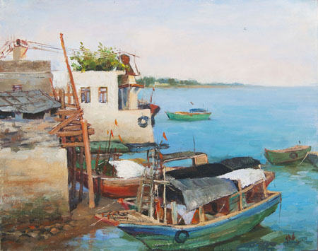 云维英作品1《港湾》40×50cm