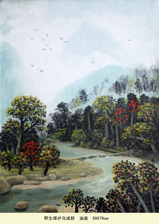 孙国森作品6《野生保护鸟成群》
