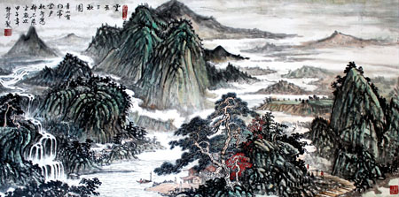 《云巫三秋图》中国画 四尺整张