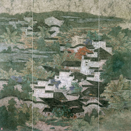 《皖乡之秋》190cm×190cm 入选全国第八届工笔画展获优秀奖