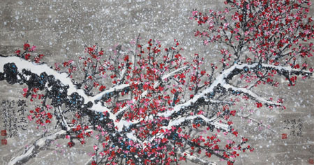 捻条画《铁骨玉心》2011年作 规格：179cm×97cm