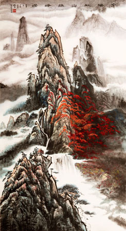 《夕阳秋山焕峥嵘》180×97cm