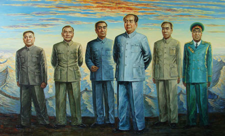 刀画《东方红》尺寸432×238厘米，2013年作