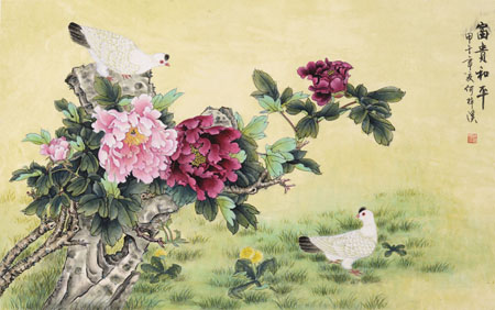 何梓溪作品2《富贵和平》甲午年 68×45cm