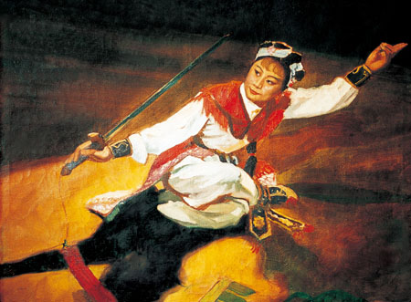 油画 剑舞120×80cm