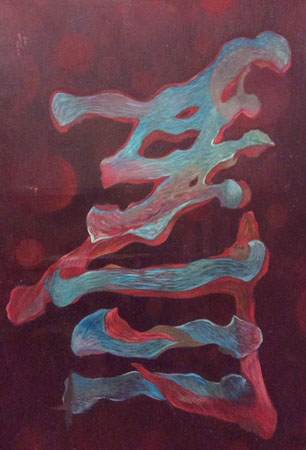 世界独创旋转油画《寿》108×160cm 1998年。此画旋转欣赏可出现四幅不同画面，属世界画界绝品。前无古人，后无来者。