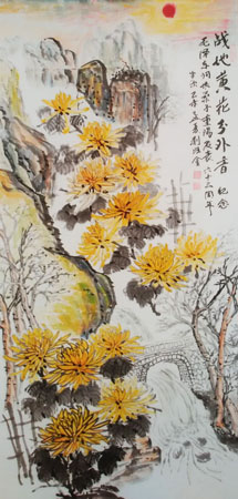 刘旺金作品1《战地黄花》132×66cm 2015.4