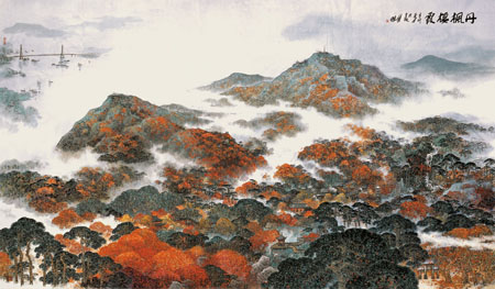 叶维作品1 丹枫栖霞 320×546cm 2011年