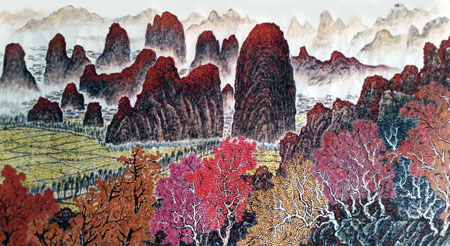 许文邠作品2《南国秋酣》179×96cm 2016年