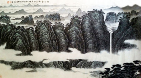 许文邠作品3《黄山雲海》136×69cm 2010年