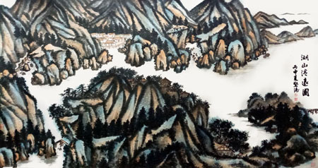 《湖山清远图》180×98cm 2016年
