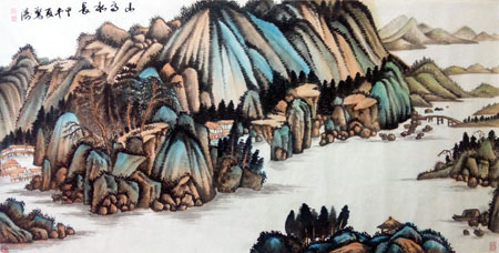《山高水长》138×69cm 2014年