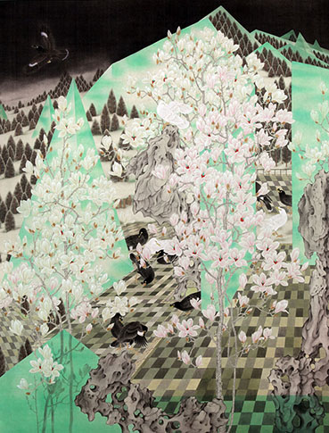 《故园幽梦》第五届青年美展获优秀奖 绢本重彩 174×228cm