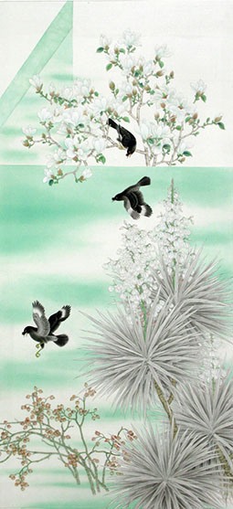 赵余钊《绿色的梦 三》绢本 89×190cm 2009年