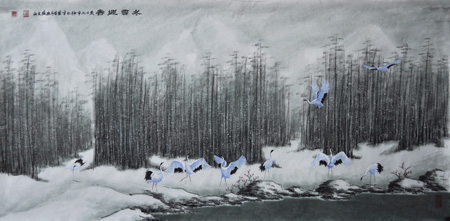 张文山作品8 《冬雪迎春》