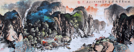 《帆行万里 鸿运当头》180cm×70cm