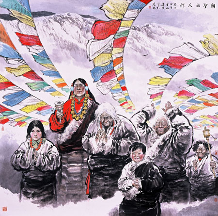 《朝圣的人们》规格：200×200cm 2014年