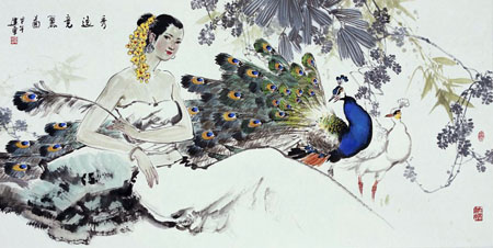 《秀逸竞丽图》 规格：68×138cm 2014年