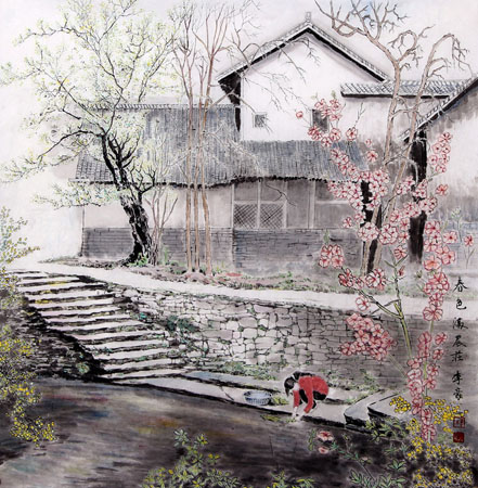 《春色滿农庄》68cm×68cm