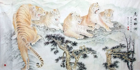 《虎啸神州》119cm×236cm