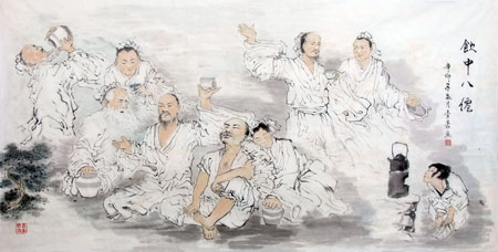 《饮中八仙》69cm×136cm