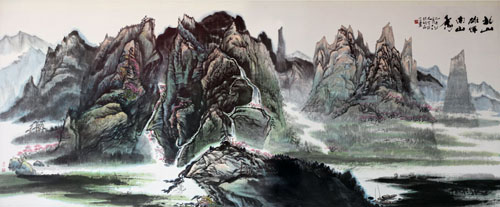 北山雄浑南山秀 360×150cm