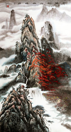 夕阳秋山焕峥嵘 180×97cm