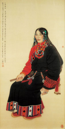 王天胜作品5《玉树藏女》160×80cm